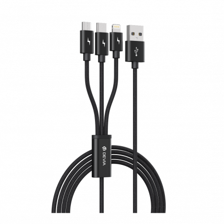 3-in-1 Cable - DEVIA Gracious Series - 5V 3A - Braided - 1.2M