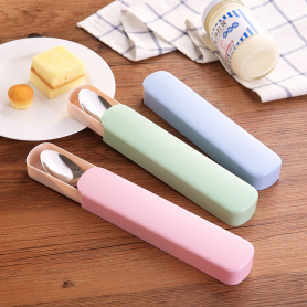 Spoon Chopsticks Set Stainless Steel 2 Pieces - Blue Camping Cutlery Essentials