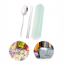 Spoon Chopsticks Set Stainless Steel 2 Pieces - Blue Camping Cutlery Essentials