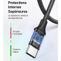 USB / USB-C Braided Nylon Cable UGREEN Black - 1M