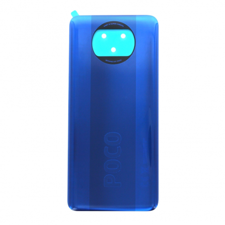 Vitre arrière Xiaomi Pocophone X3 NFC Bleu + Adhesif (Sans Logo)