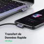 Câble USB / USB-C Coudé 90 Degrés Nylon Tressé - UGREEN 50941 - 1M Noir