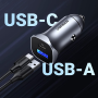 Chargeur voiture UGREEN 24W avec 2 ports USB et 1 port USB-C