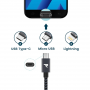Câble USB / Micro Nylon Tressé RAMPOW RAA8 Gris/Noir - 2m