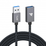 Câble Extension USB Nylon Tressé RAMPOW RAF-3 Gris/Noir - 2m