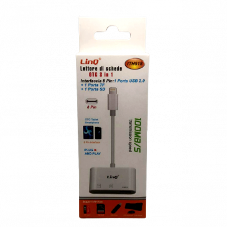 Lecteur de cartes Micro-SD/TF / USB Femelle 3 en 1 Lightning LinQ ITH518