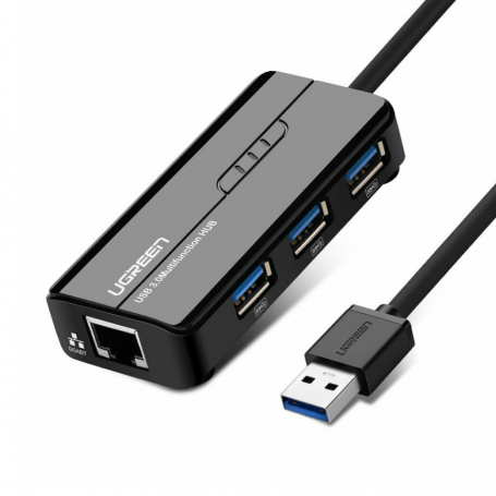 Adaptateur USB 4 en 1 - UGREEN 20265 - 3 ports USB 3.0 / RJ45 Lan Gigabit Ethernet 1000 Mbps