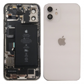 Back Cover Housing iPhone 12 White - Charging Connector + Battery (Original Disassembled) Grade B