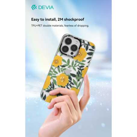 Coque de Protection avec Diamant Devia Série Fleur d'été pour iPhone - Jaune