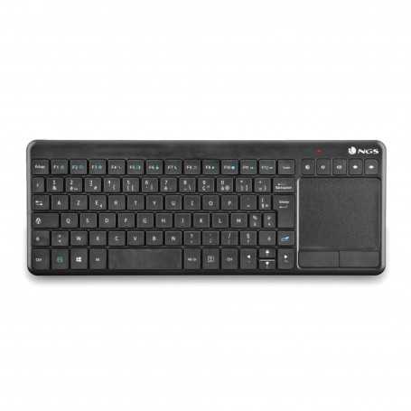 2.4 GHz Wireless Multimedia Keyboard with Touchpad, Multi Device Rechargeable AZERTY - Black - NGS