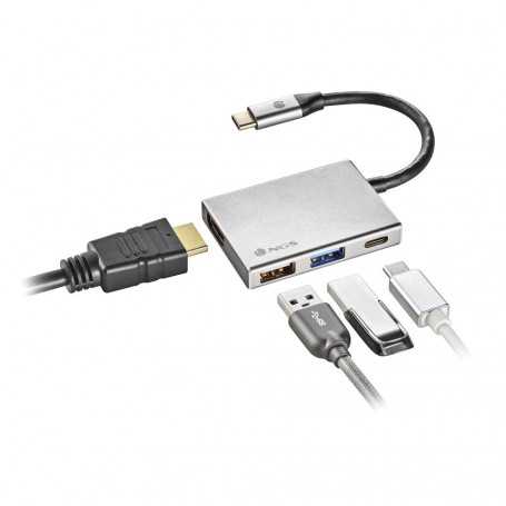 Adaptateur NGS Wonder Dock 4 USB-C Multi Port 4 En1 - Gris