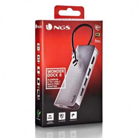 Adaptateur NGS Wonder Dock 8 USB - C Multiport 8 En 1 Ultra Léger - Gris