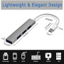 HUB Type-C 4 in 1 for Laptop 4 Ports USB 3.0 - Mouse Grey