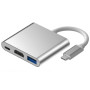 Hub Type-C 3 en 1 - HDMI 4K + Type-C + USB C 3.0 - Argenté