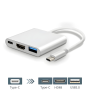Hub Type-C 3 en 1 - HDMI 4K + Type-C + USB C 3.0 - Argenté