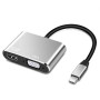 Hub Type-C 2 en 1 - HDTV 4K/2K (HDMI) + VGA - Argenté