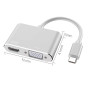 Hub Type-C 2 en 1 - HDTV 4K/2K (HDMI) + VGA - Argenté