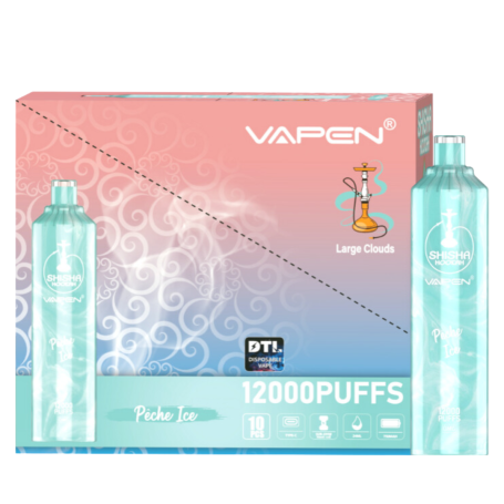 Rechargeable Type-C Vape - SHISHA Hookah - 12000 Puffs 0% Nicotine - Ice Peach