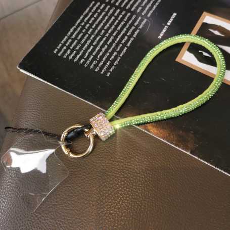 Collier de Coque de Téléphone en Strass Crochet De Renfort En Métal Anti-perte avec Carte transparente - Vert