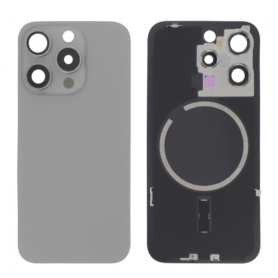 Vitre Arrière iPhone 15 Pro Titane Naturel Avec MagSafe (Sans Logo)