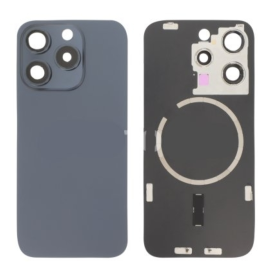 Vitre Arrière iPhone 15 Pro Titane Bleu Avec MagSafe (Sans Logo)