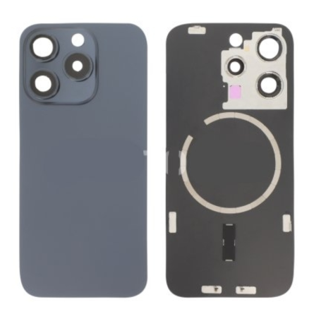 Vitre Arrière iPhone 15 Pro Titane Bleu Avec MagSafe (Sans Logo)