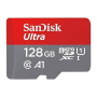 Carte Mémoire Micro SD SanDisk Ultra 128 Go UHS-I Classe 10 jusqu'à 140 Mo/s + Adaptateur SD