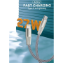 WUW X202 27W Nylon Braided Type-C / Lightning Cable - Black
