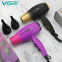 VGR Foldable Hair Dryer 1200/1600W Dual Voltage Ionic V440 Red - Salon Performance at Home