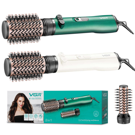Brosse Chauffante VGR V498 Blanc 1000/1200W pour Coiffure Parfaite | Moteur DC Haute Performance