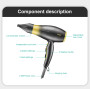 VGR Foldable Hair Dryer 1200/1600W Dual Voltage Ionic V440 Red - Salon Performance at Home