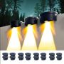 Solar Step and Wall Lamp - 1 LED - Black Shell - Warm Light - 3W - Includes Screws and Glue - 4 Pcs