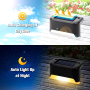 Solar Step and Wall Lamp - 1 LED - Black Shell - Warm Light - 3W - Includes Screws and Glue - 4 Pcs