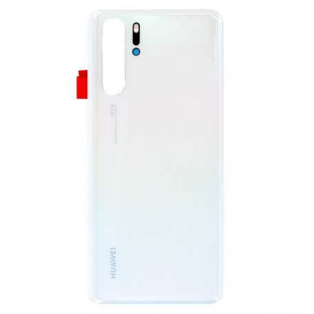 Vitre arrière Huawei P30 Pro Blanc Perle - Avec logo + Adhésif
