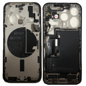 Châssis iPhone 15 Pro Titane Bleu Sans Vitre Arrière avec Batterie Originale Grade AB - Pièces Détachées de Qualité