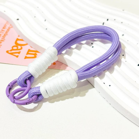 Lanière de Téléphone Portable Violet Blanc 32cm - Nylon Résistant et Élégant pour Smartphone