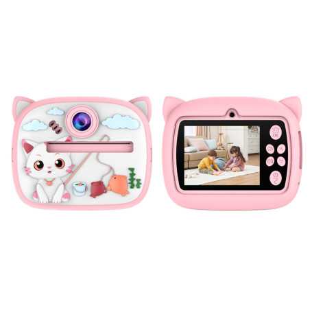Appareil Photo d'Impression Instantanée pour Enfants - 12 Megapixels Photo 1080p Video - Chat Rose