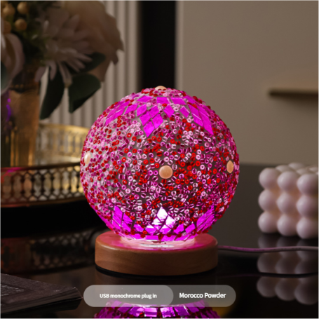 Morocco Night Lamp Pink Glass Mosaic USB 5V Dimmer - Elegant Lighting for Any Space