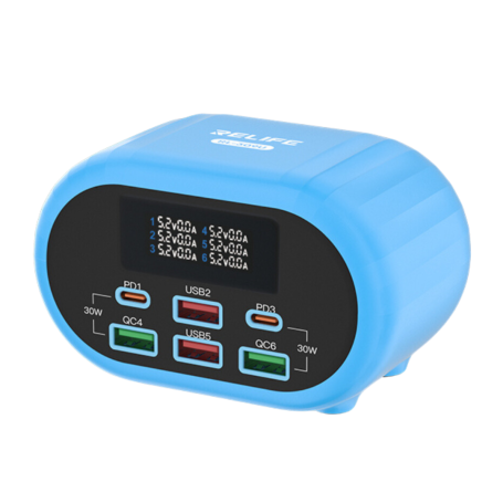RELIFE RL-309U 6-Port Smart Charger - Blue