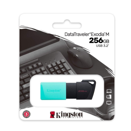 Clé USB Kingston DataTraveler Exodia M USB-A 3.2 DTXM/256GB - Noir + Turquoise (Origine)