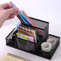 Desk Organizer Pen Holder - Metal - Silver 20.5x10.5x9.5cm