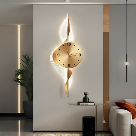 Horloge Murale LED Dorée - Type A - Design Moderne 45x120 cm - Idéale pour Sublimer votre Intérieur