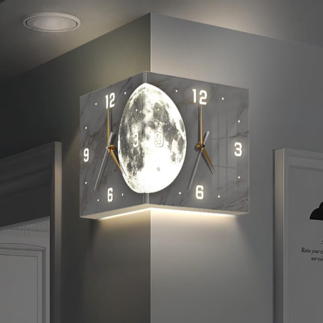 LED Wall Clock Moon-A 26x26x26 cm Gold | Stylish & Modern Timepiece for Home Decor