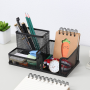 Desk Tidy Pen Holder - Black Metal 20.5x10.5x9.5cm