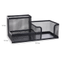 Desk Tidy Pen Holder - Black Metal 20.5x10.5x9.5cm