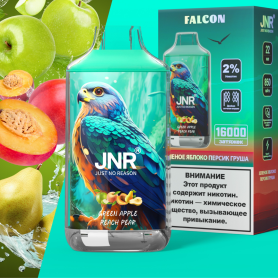 Vapoteuse Rechargeable Type-C JNR Falcon 16000 Puffs Sans Nicotine Saveur Pomme Pêche Poire