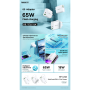Chargeur Rapide 65W USB + Type-C REMAX Kiddy Series RP-U125 - EU - Blanc