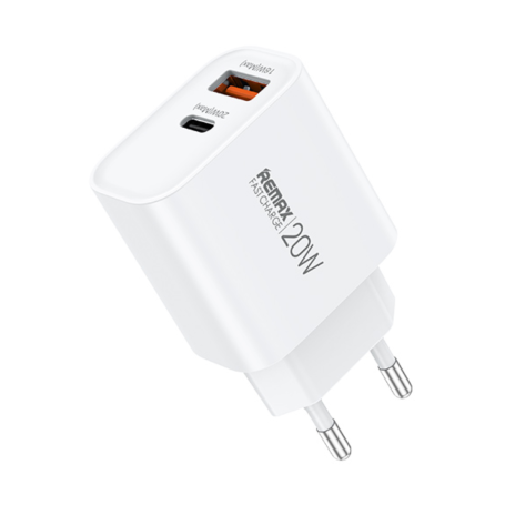 REMAX Kiddy Series USB + Type-C Fast Charger 20W RP-U120 - EU - White