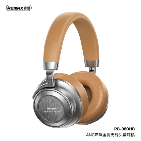 Casque sans fil 800 mAh REMAX RB-980HB avec Réduction de Bruit Active (ANC) - en métal - 70H d'Autonomie - Kaki