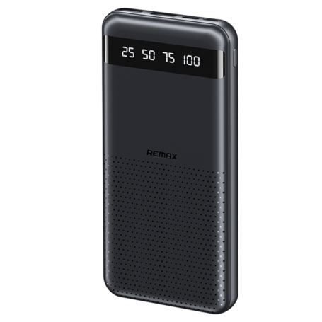 Power Bank 10000mAh REMAX Hintom Series RPP-10 – Charge Rapide 2.4A – Jusqu’à 3 Appareils – 2 Ports USB & 1 Port Type-C – Noir